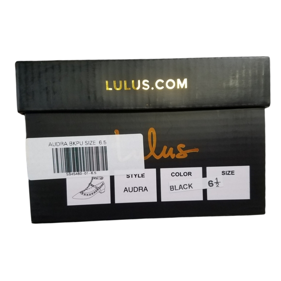 Lulus Audra Black Strappy Studded Low Pointed Toe Heels - Picture 9 of 10